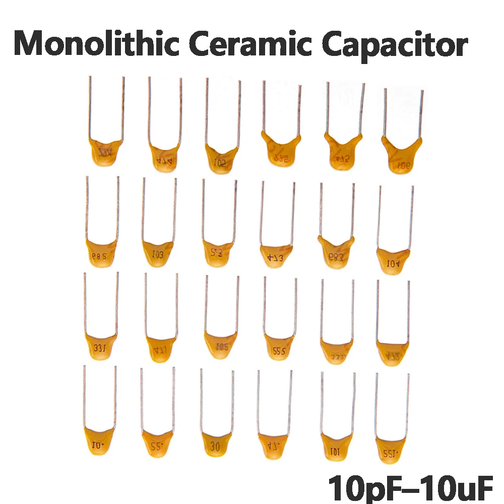 30PF 47PF 100PF 50V Monolithic Ceramic Capacitor DIP Type Assorted Values 10pF–10uF Through Hole Electronic Component 33PF 39PF