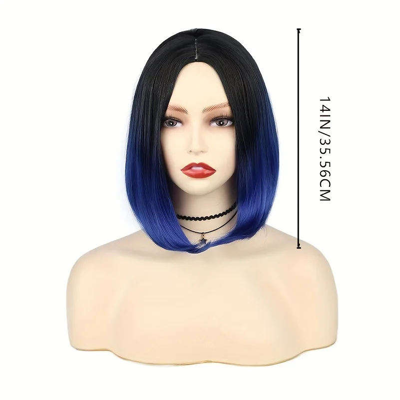 Cross-exclusive for wigs States short women's middle wave bob black gradient straight hair wig