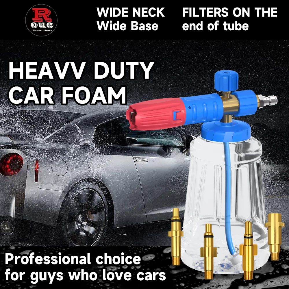 Imagem -05 - Neve Espuma Lance Lavadora de Pressão Canhão de Espuma Jet Wash Liberação Rápida Bocal Ajustável Male Fitting Foam Dispenser
