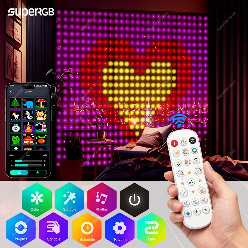 Smart Curtain Light RGB String Lights App Control With Remote Control Music Sync For Room Holiday Party Christmas Decorations