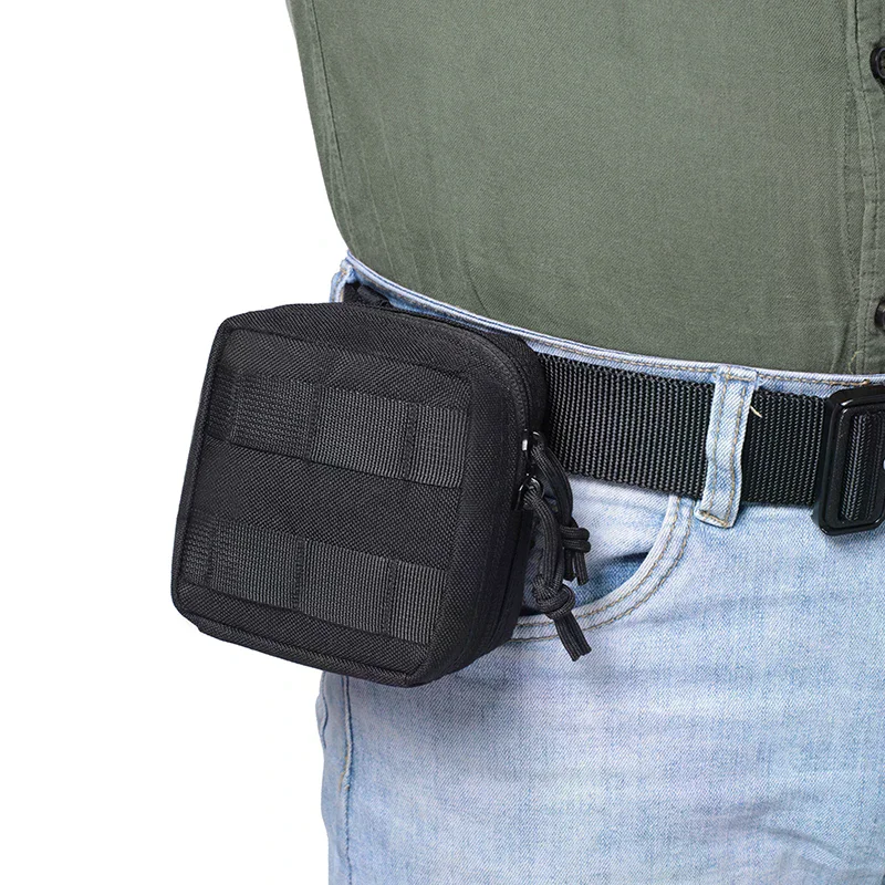 

Small Tactical Pouch Micro Utility MOLLE Pouch Removable Clear ID Pocket Mini Knife Compass Flashlight Card Storage Bag Belt
