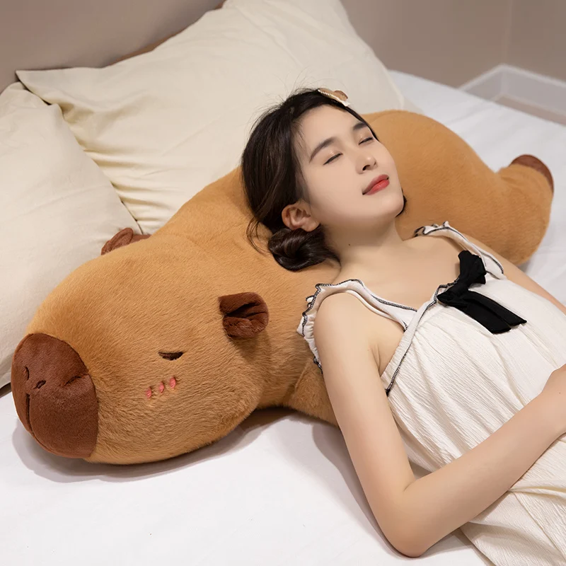 60/80/100cm Big Size Long Cute Creative Capybara Plush Toys Soft Stuffed Animal Baby Sleeping Pillow Sofa Cushion for Kids Gifts