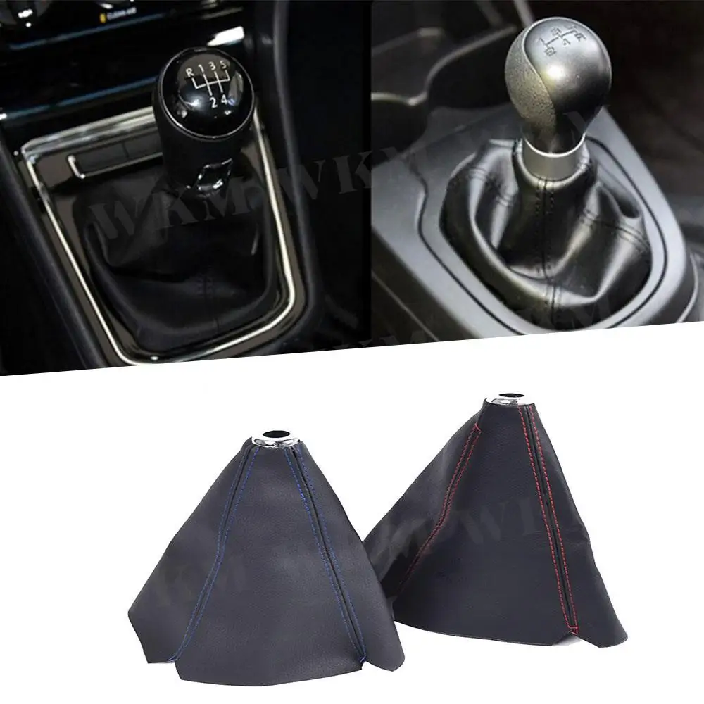 Car Gear Shift Collars PU Leather Gear Shift Shifter Knob Cover Boot Gaiter MT/AT Dust Cover Universal Interior Accessories