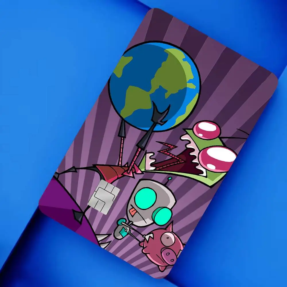 dark cartoon Invader Zim 4pcs 1Set Film Skin for Debit Credit Bank Visa Card Decal Cover