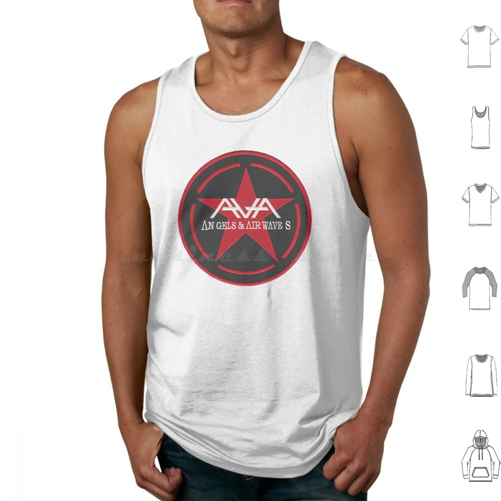 Camisetas sin mangas con logotipo negro y rojo, estampado de algodón, música Punk, ángeles y ondas de aire, banda Pop Delonge Ava Moon