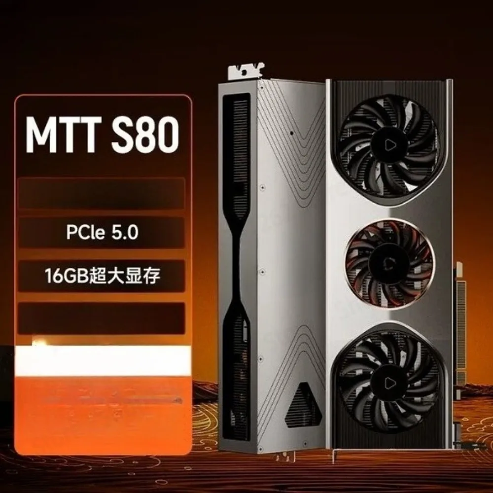 MTT S80 8K Gaming Graphics Card, 16GB GDDR6 GPU with PCIe 5.0, 4096 Cores for High Resolution Gaming and Rendering