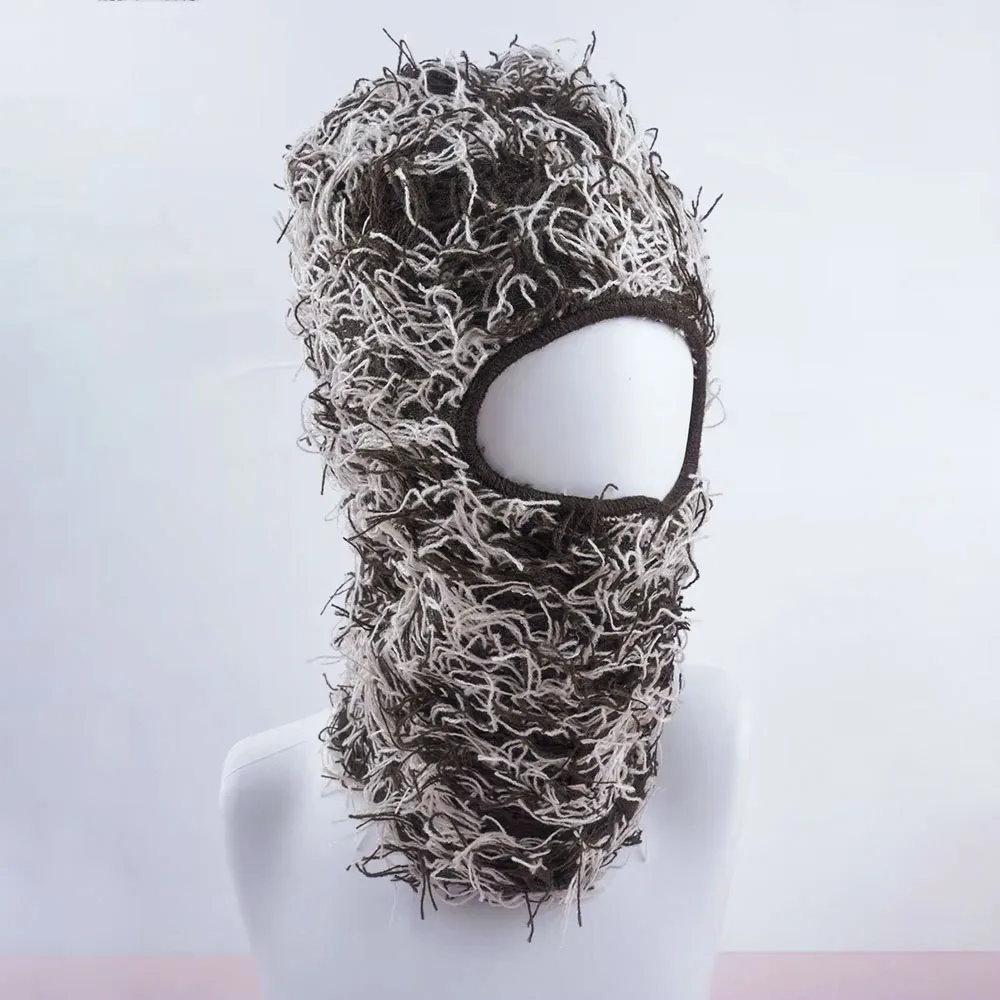 Winter Distressed Balaclava Ski Mask for Men Women Fuzzy Full Face Shiesty Beanie Knitted Camouflage Outdoor Skull Cap
