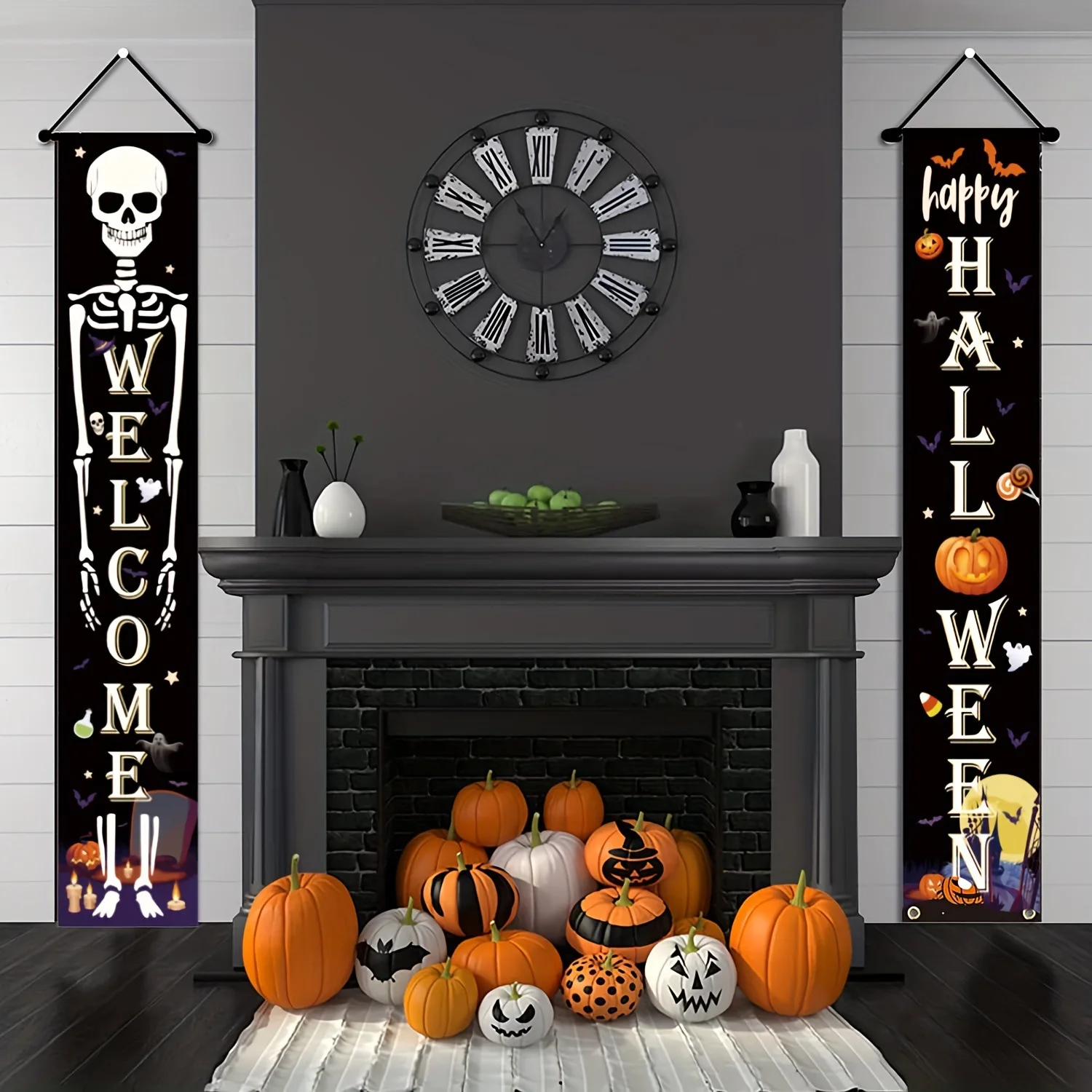 

30X180CM Halloween Hanging Door Curtain Banner Creative Pumpkin Ghost Horror Porch Banner Fit Halloween Party Haunted Home Decor