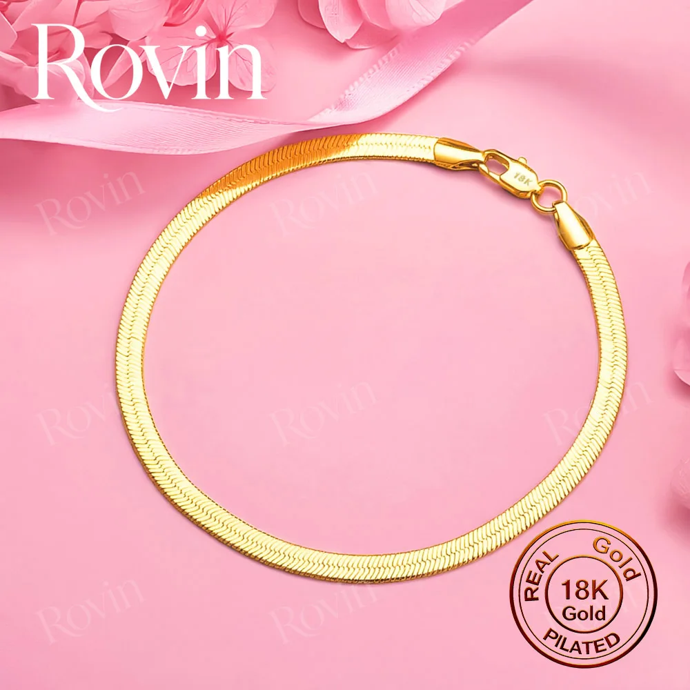 18K Gold 8-Inch Minimalist Snake Chain Bracelet – Stylish Wedding Jewelry Accessory for Women