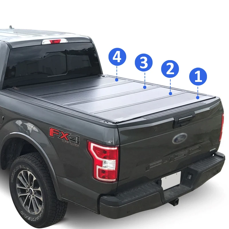 

High Quality Roller Lid Four Fold Plate Hard Tonneau Cover Pickup Bed Cover for Toyota Hilux Revo Vigo Tundra Tacoma