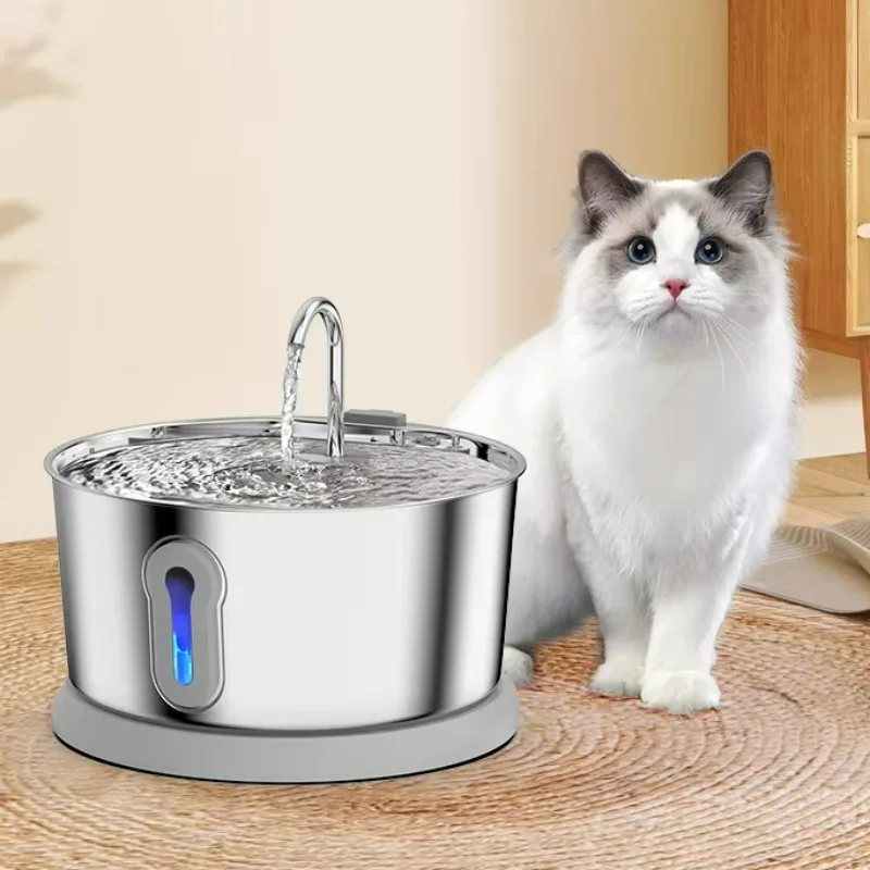 Food Grade 304 Stainless Steel Pet Fountain 4L Capacity Cat Drinking Dispenser Wireless Dog Water Fountain Long-lasting Battery