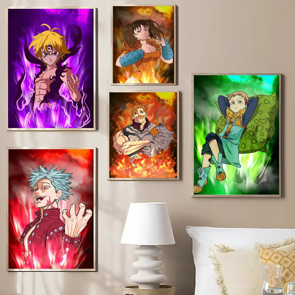 The Seven Deadly Sins Anime Classic Anime Poster Waterproof Paper Sticker Coffee House Bar Room Wall Decor