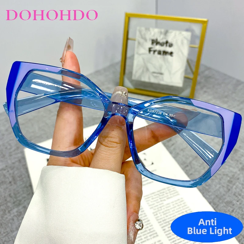 

Luxury Brand Designers Big Frame Cat Eye Blue Light Blocking Glasses Women Men Optical Spectacle Protection Computer Sunglasses