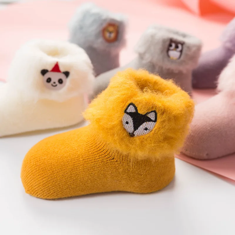 Baby Toddler Boys Girls Socks 3D Embroidery Cartoon Children's Socks Winter Warm Thick Outdoors Newborn Socks For Babies 0-3Year