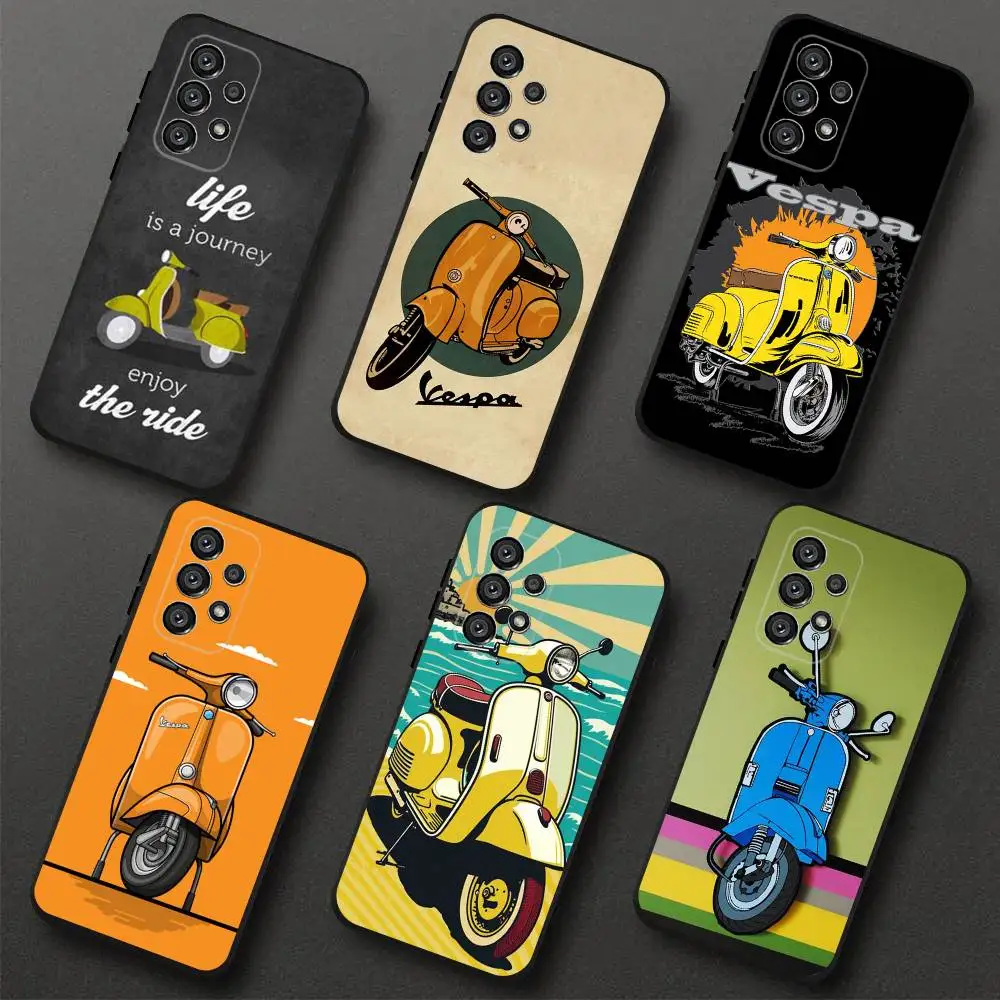 

Brand V-Vespa Scooter Phone Case For Samsung S 25,24,23,22,30,21,10,9,Ultra,Plus,Lite,FE,4,5G Black Soft Case