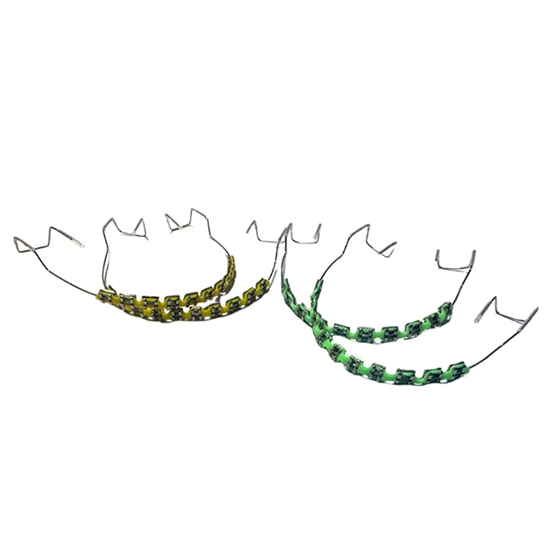 &1Pair Dental Fake Braces Temporary Tooth Decoration With Hook With Metal Wires Colorful Metal Bracket Ligature Ties Dental Tool