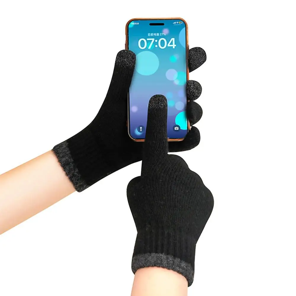 

Нескользящие цветные лыжные перчатки с сенсорным экраном, вязаные крючком, мужские и женские вязаные перчатки для пар, уличные морозостойкие теплые толстые перчатки