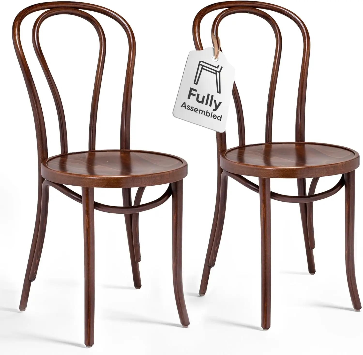 

Hairpin Bentwood Dining Chairs Set of 2 | Natural Handcrafted Wood Frame, Rustic Indoor Furniture | Wooden Chair for Kitchen Tab