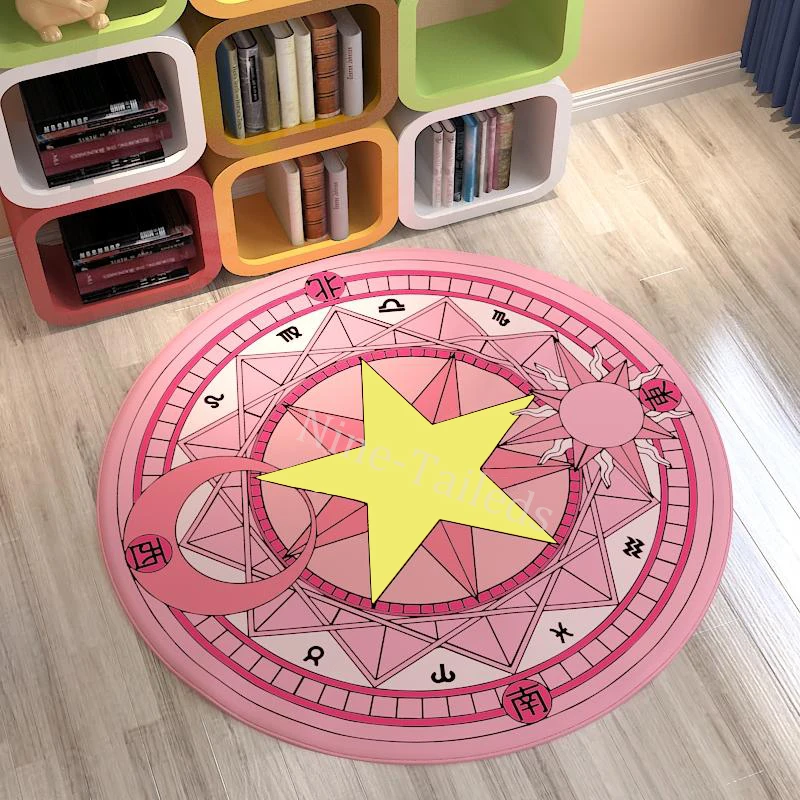 Sakura Magical Circle rugs Anime Bedroom Round Pink Princess Girl Flower Cute Cartoon Photo Floor Mat Carpet kawaii rug