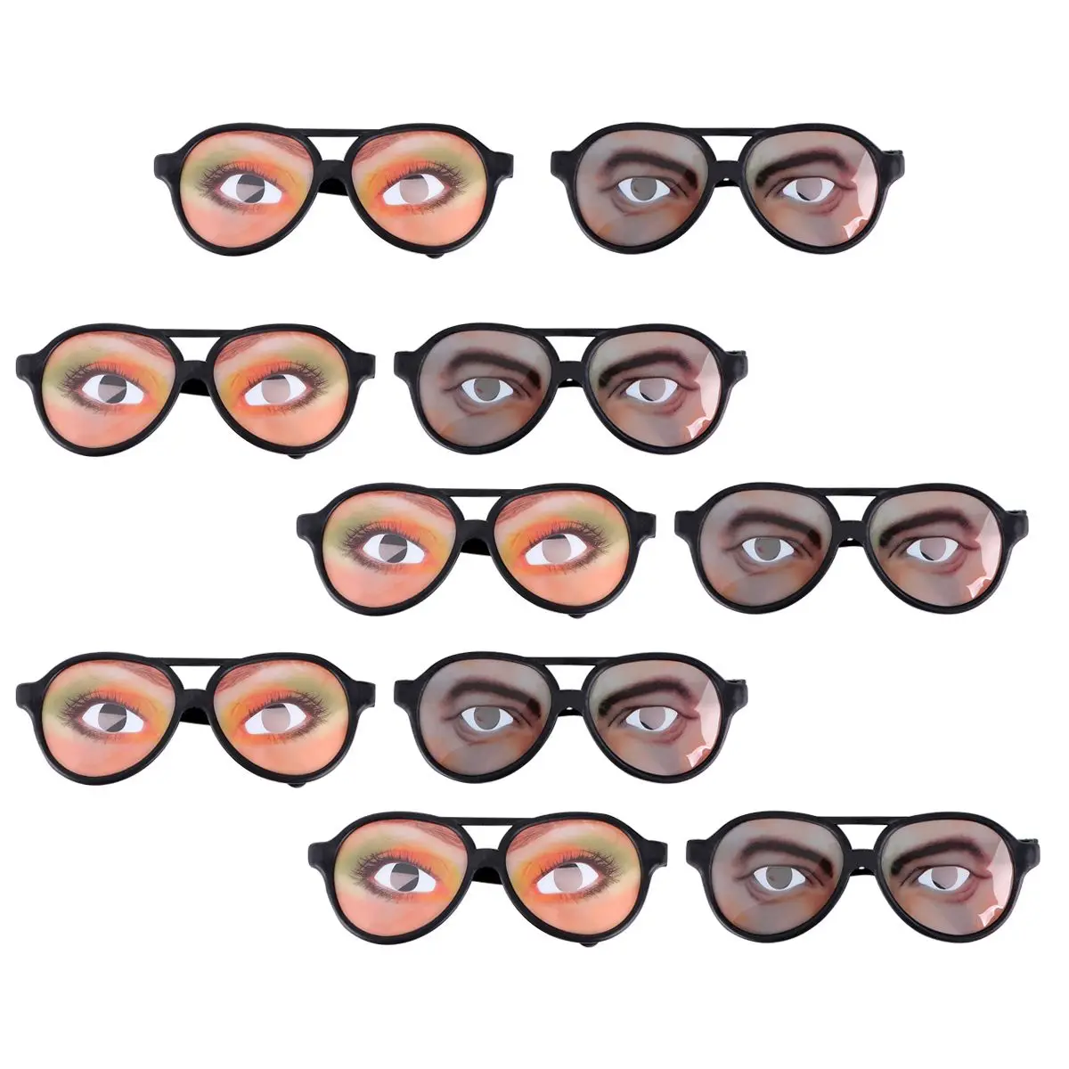 

12 Pcs Party Glasses Accessories Halloween Decoration Big Frame Cool Style Plastic Lightweight Eyewear Props Favors Funny Eyes