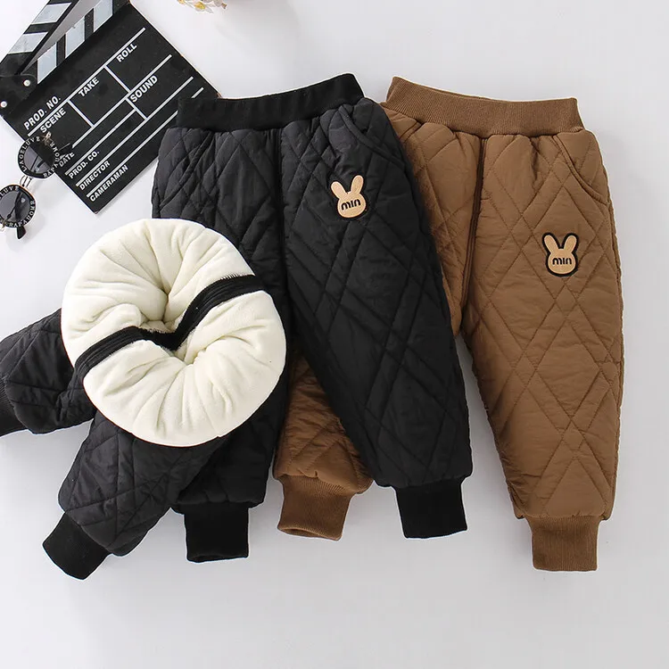 

Autumn Winter Toddler Boys Pants Letter Cartoon Embroidery Baby Boys Trousers Thick Elastic Waist Kids Baby Boys Harem Pants