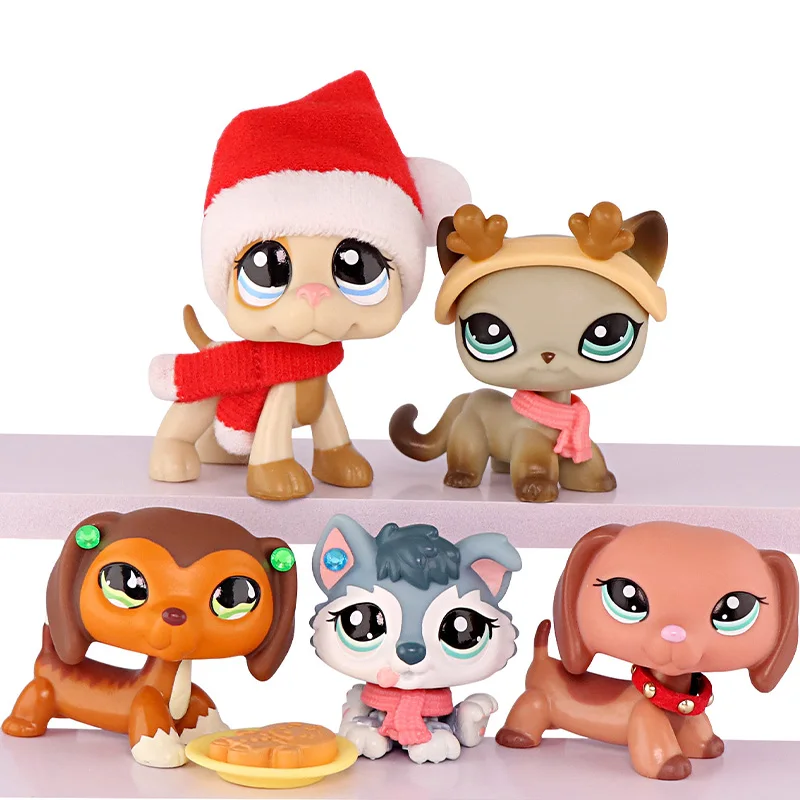 

LPS Mini Pet Shop Cocker Spaniel Husky Puppy Great Dane Dachshund and Collie Children's Toys Christmas Gifts for Boys and Girls