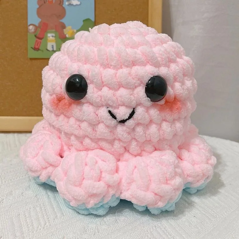 Handmade Crochet Octopus Double Face Change Cross-Dressing Dolly Reversible DIY Knitting Yarn Hook Materials Pulpo Girl's Gift