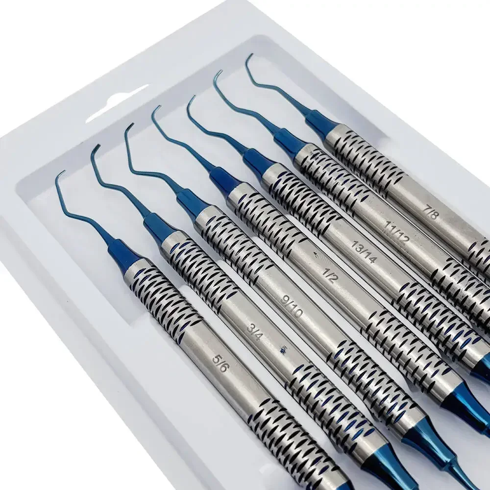 7PCS Dental Gracey Curettes Set Dentistry Scaler Set Periodontal Teeth Clean Removing tool Tooth Calculus Scraper Tool
