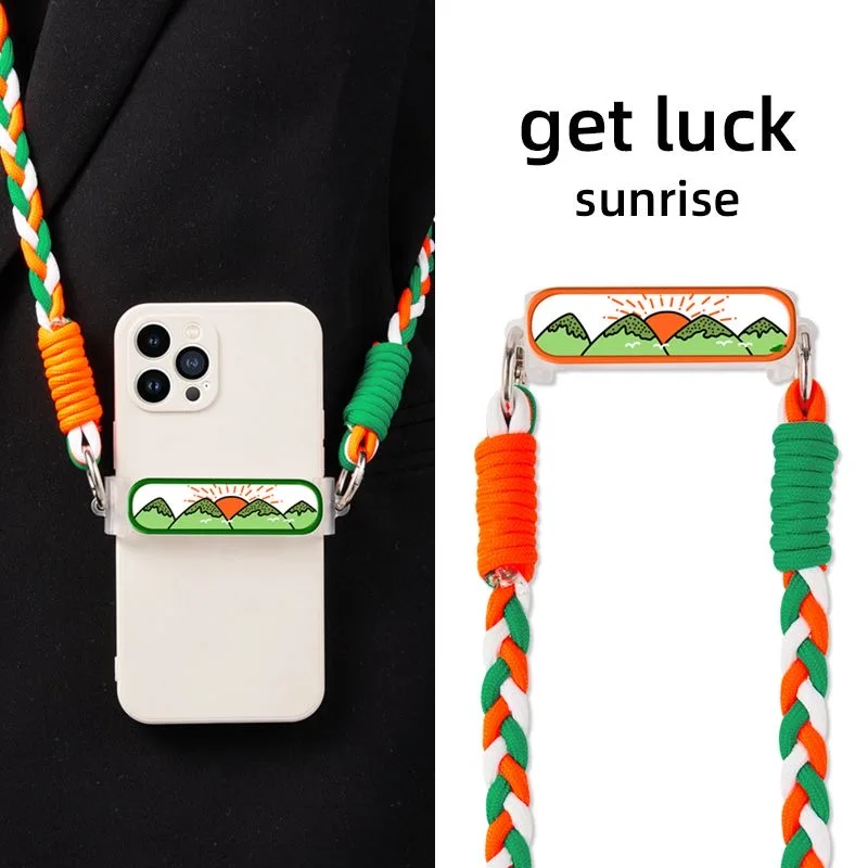 

Чехол для телефона с рисунком восхода солнца со съемным ремешком через плечо, вязаный и портативный ремешок с защитой от потерь, креативный зажим на спине ремешка