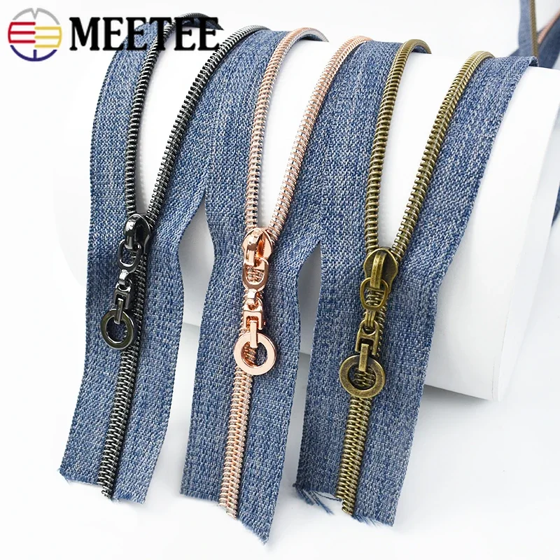 1/2/3/5M Meetee 5# Nylon Zippers with Zipper Sliders Backpack Cabbage Zip Clothes Down Jacket Decorative Zips Puller Repair Kits