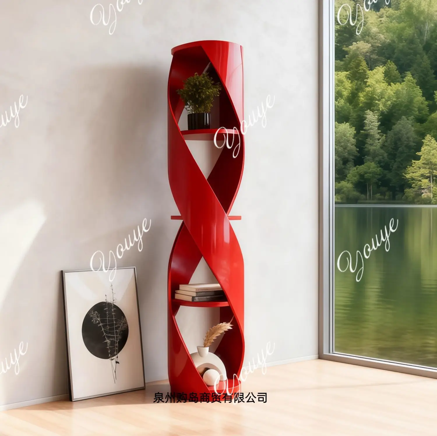 

Medieval paint rotating bookshelf solid wood bookcase modern simple white shelf home decoration cabinet