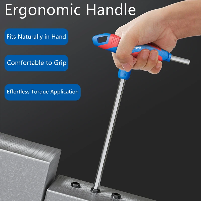 T-Handle Ball End Hex Keys Hand Tools 2-10mm Cr-V High Torque Automotive Machinery Professional Grade Rust Resistant Allen Set