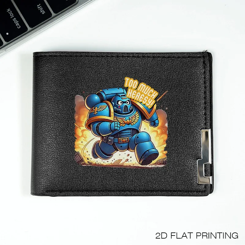 MĘSKI SKÓRZANY PORTFEL SLIM SPACE MARINE POWER DESIGN, TRWAŁY, LEPKIE, PRZENOŚNE, DO UŻYTKU DZIĘŻDŻĄCEGO, W STYLU BIZNESOWYM, Z WYDAJNYM WZORTEM GRAFICZNYM