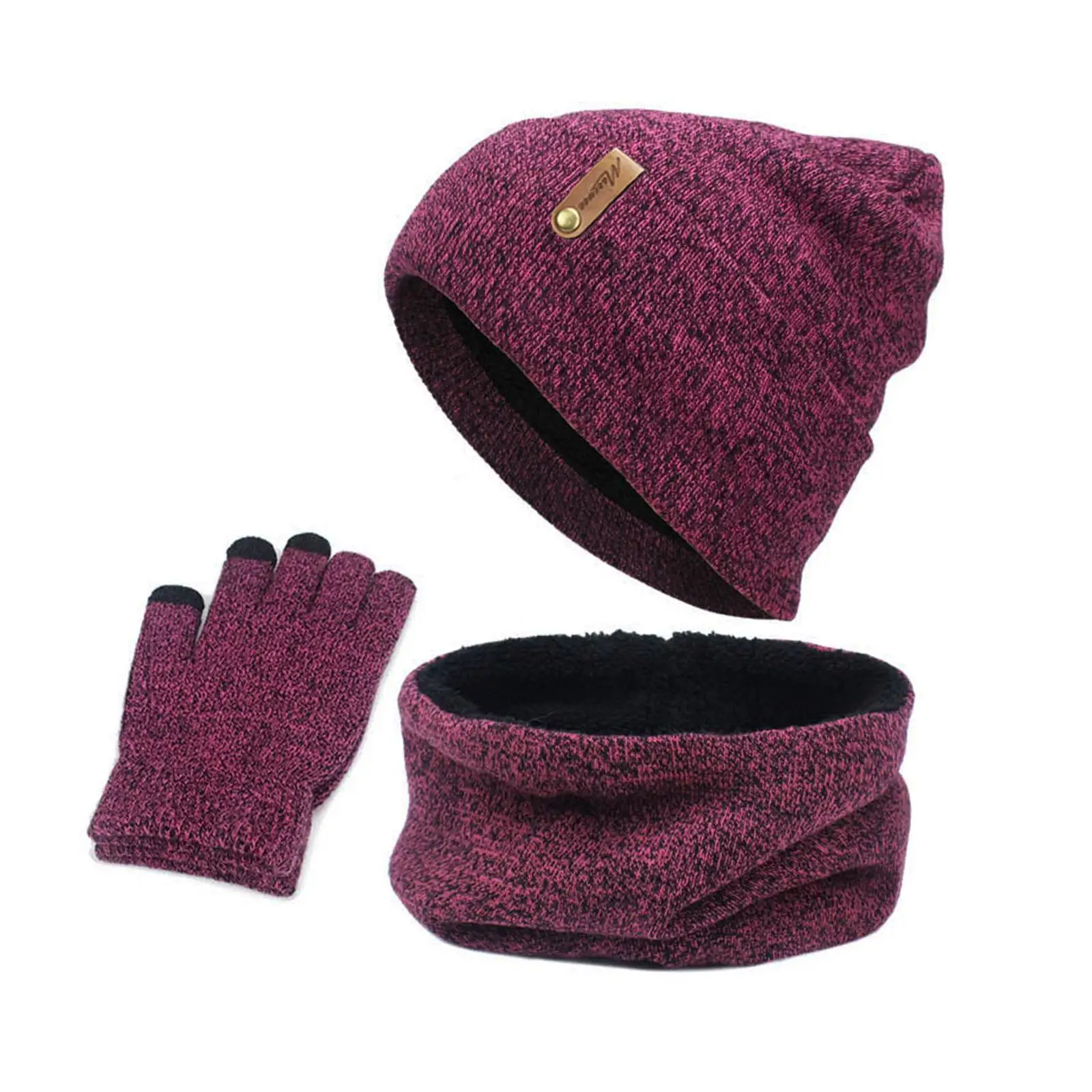 3 pçs conjunto masculino meninas gorro chapéu pescoço cachecol luvas de malha conjunto inverno mais quente