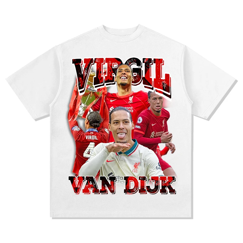 2025 الرجال الصيف جديد القطن تي شيرت فيرجيل فان ديجج هولندا مطبوعة كرة القدم سلسلة النمط الأمريكي تي شيرتات قصيرة الاكمام