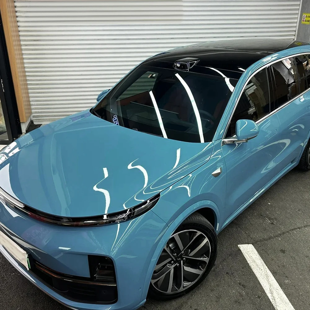 PET Smoke Rain Blue Car Vinyl Wrap Film Waterproof Scratch Resistant Stickers for Auto Motorcycle Body DIY Modification Decal