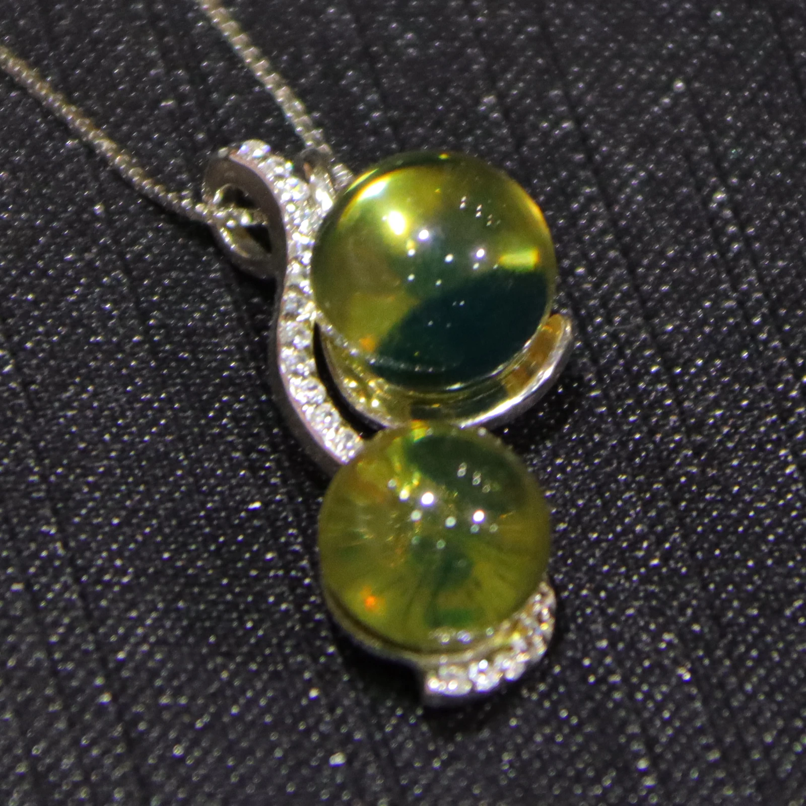 

9mm Natural Blue Amber Necklace Double Pendant, A Wonderful Anniversary Gift For Her