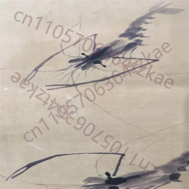 Qi Baishi Chinese Old Scroll Painter's 87-Year-Old Rice Paper Wall Painting Slice Authentic Artwork Traditional Chinese Style