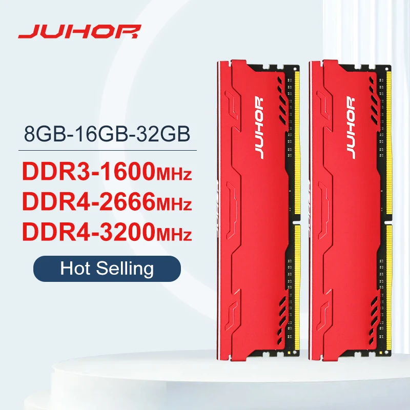 JUHOR DDR4 Ram 16GB 8GB 32GB 2666MHz 3200MHz DDR3 8GB 1600MHz DIMM настольная память новые Memoria Rams с радиатором