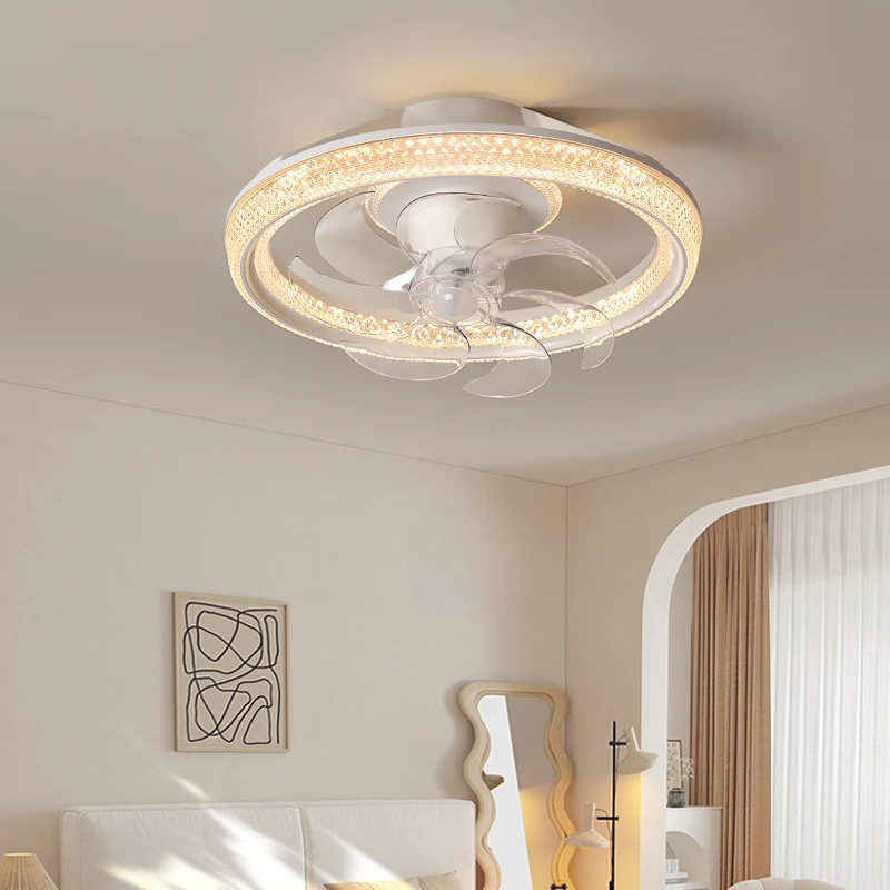 LED Ceiling Fan Light With Remote Control Oscillating 3 Colors Quiet Bedroom Fan Light Interior Lighting [Normal/Audio Version]
