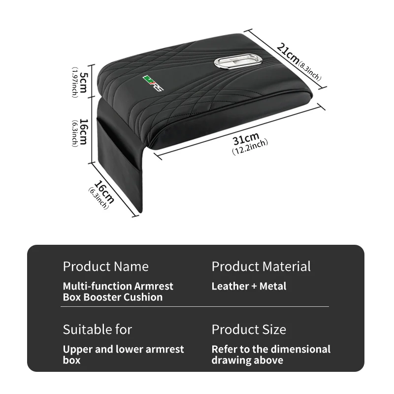 For Skoda Car Armrest Height Booster Cushion Leather Metal Storage Pocket Pad Superb Derivative Karoq Kamiq MK3 Fabia Rapid view 6