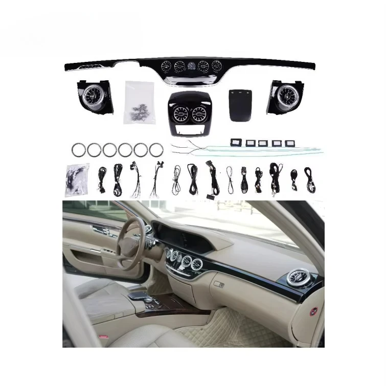 

Для Mercedes Benz S-класса W221 2005-2013 Обновление до W222 Внутреннее вентиляционное освещение окружающего освещения 64 цвета Plug and Play