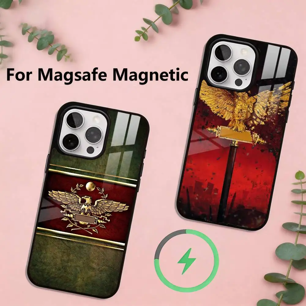 

R-Roman E-Empire SPQR Phone Case For iPhone17,16,15,14,13,12,11 Plus,Pro Magnetic For Magsafe Wireless Charging