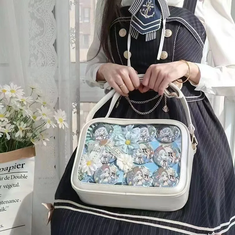 

Japanese Harajuku Ita Bag for Women PU Transparent Pocket Itabag High School Girls Uniform JK Crossbody Shoulder Bag Handbags