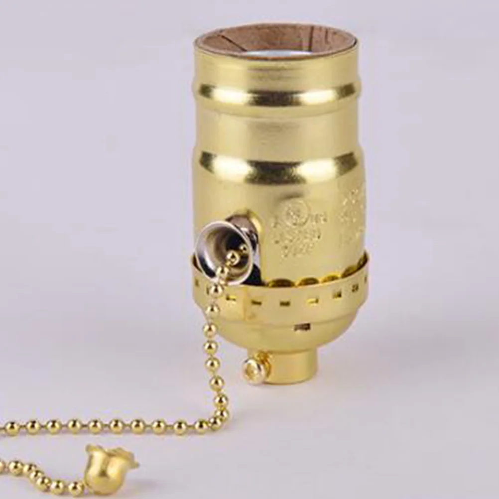 

2Pcs E26 Lamp Holder Retro Aluminum Light Base Vintage Style Bulb Socket Easy Install for Living Room Bedroom Golden