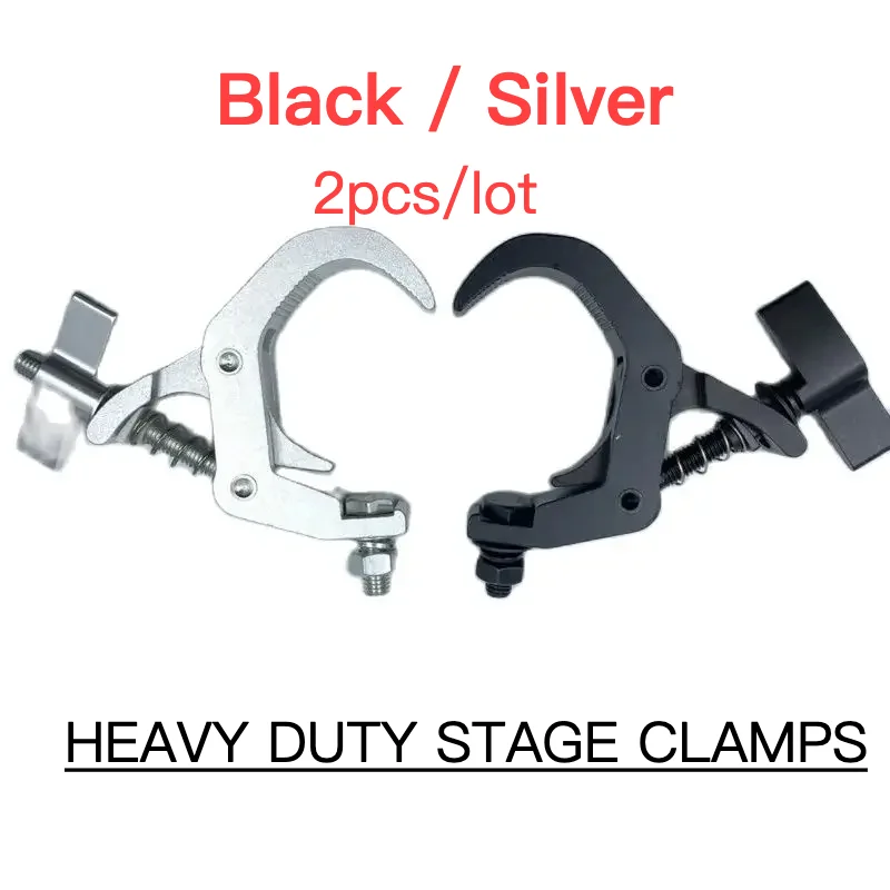 2Pcs LED Moving Head Light Hook Clamps Heavy Duty C Clamp Bracket Alumimun Truss Claws Support Mounting 40-60mm Tube DJ Stage