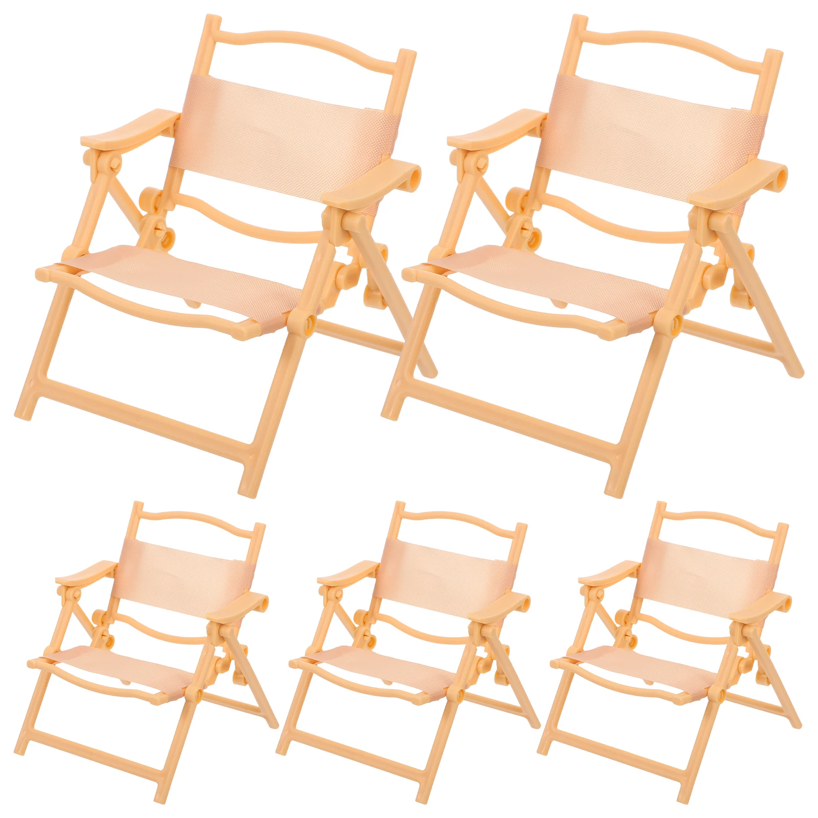 

5pcs Miniature Folding Chairs For Dollhouse Furniture Mini Camping Beach Micro Landscape Recliner Kids Indoor Outdoor