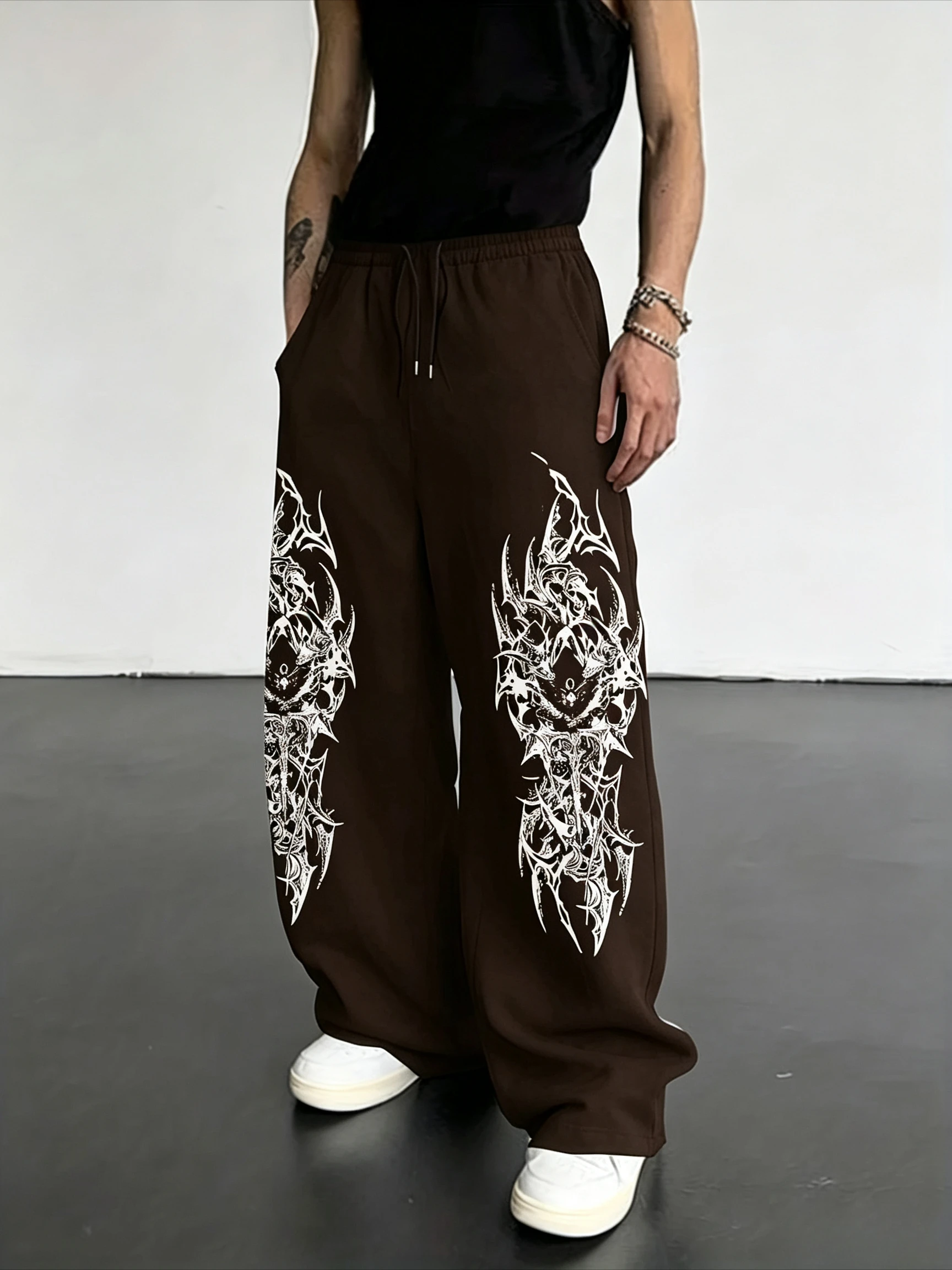 Neuheiten Y2K Gothic Mystisches Tribal-Muster Print Herren Damen Gerade Jogginghose Alternative Urban Street Hose – Detail 4
