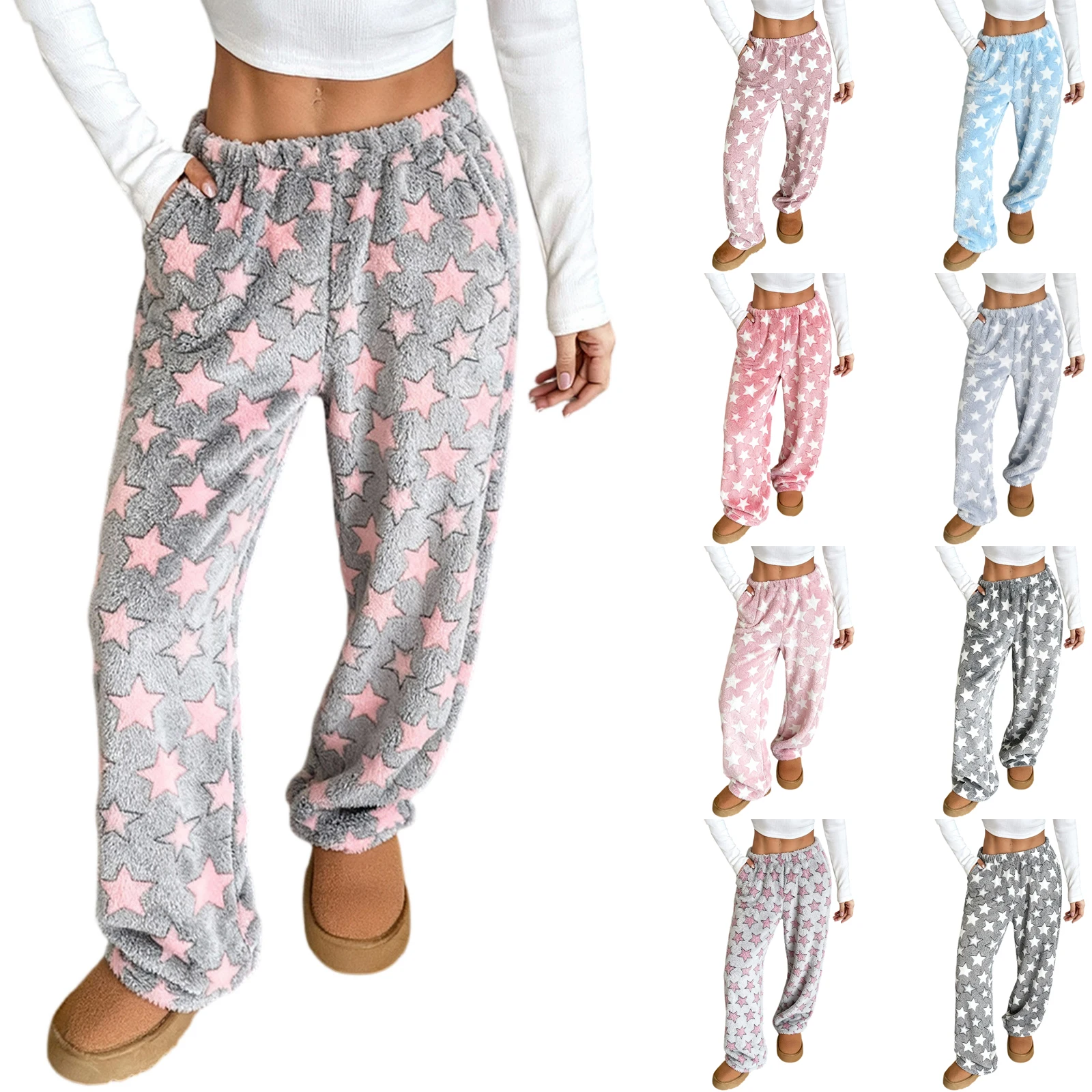 

Women'S Flannel Floral Pajama Pants Loose Autumn And Winter New Casual Home Pants And Warm Long Pants It Can Be Worn Outside