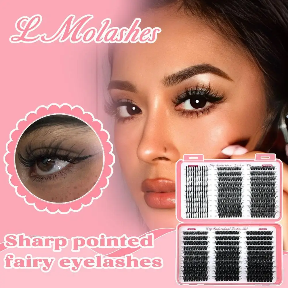 

600 кластеров, кластеры ресниц, кошачьи ресницы с ресницами и уплотнением, тонкие пушистые кластерные ресницы, набор кластеров для наращивания ресниц
